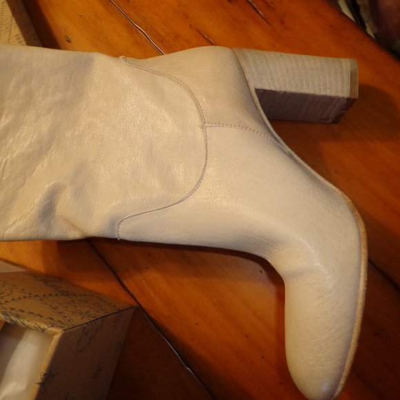 NIB FREE PEOPLE Wild Rose Slouch Boot 36 Ivory Italy Leather Fringe NO DISCOUNTS - Picture 13 of 15